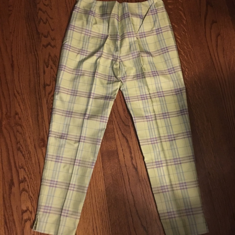 Green and purple stripe pants